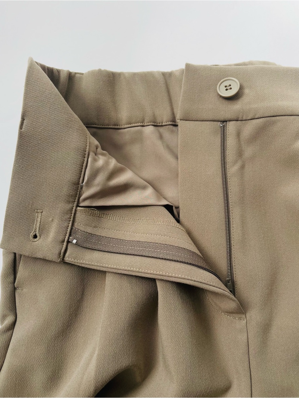 Smash + Tess Trouser Pants S Mushroom Taupe Wide Leg Career Classic Corporate - Picture 9 of 12